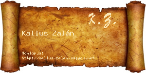 Kallus Zalán névjegykártya